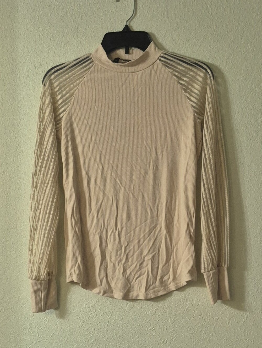 Long Sleeve Mock Neck Top in Cream